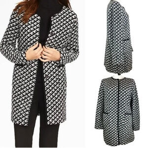 Talbots Women’s Wool Blend Cardigan Duster Jacket Winter Black/White Size 1XP